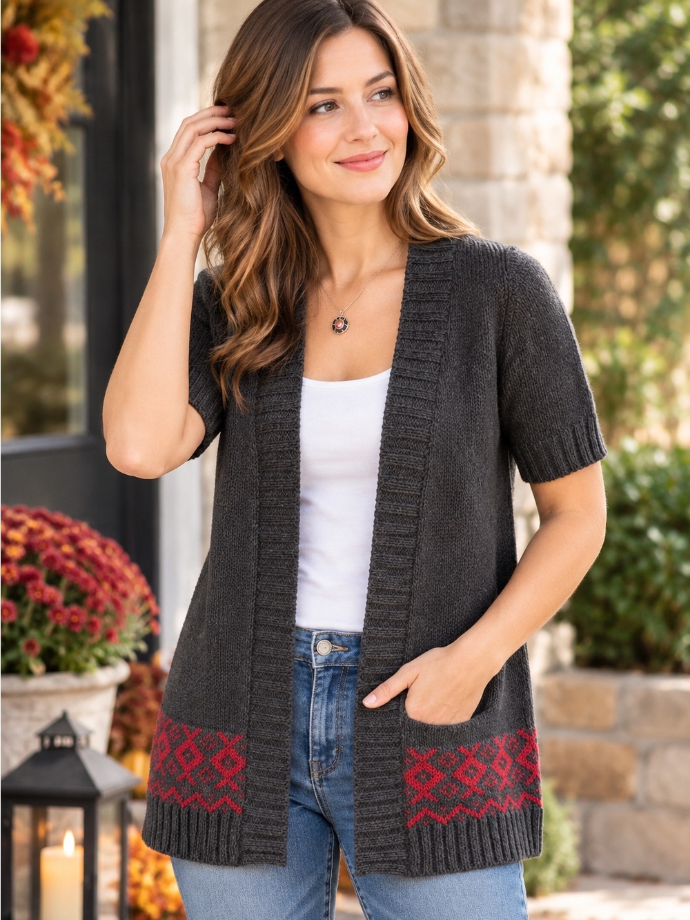 Banana Republic Short-Sleeve Open Gray Cardigan Sweater Size XS